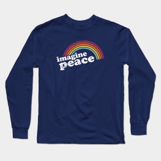 IMAGINE PEACE - Vintage Retro Rainbow Long Sleeve T-Shirt